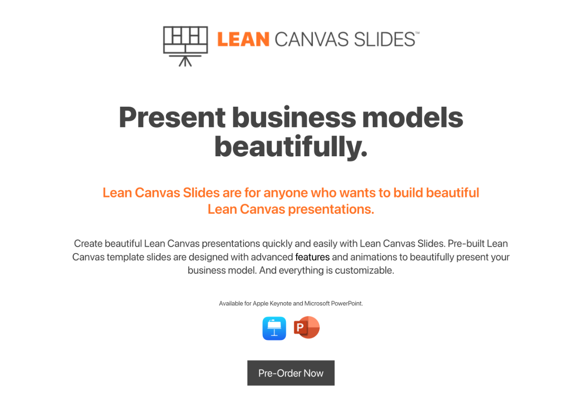 Lean Canvas Slides  - Another Flawless Website